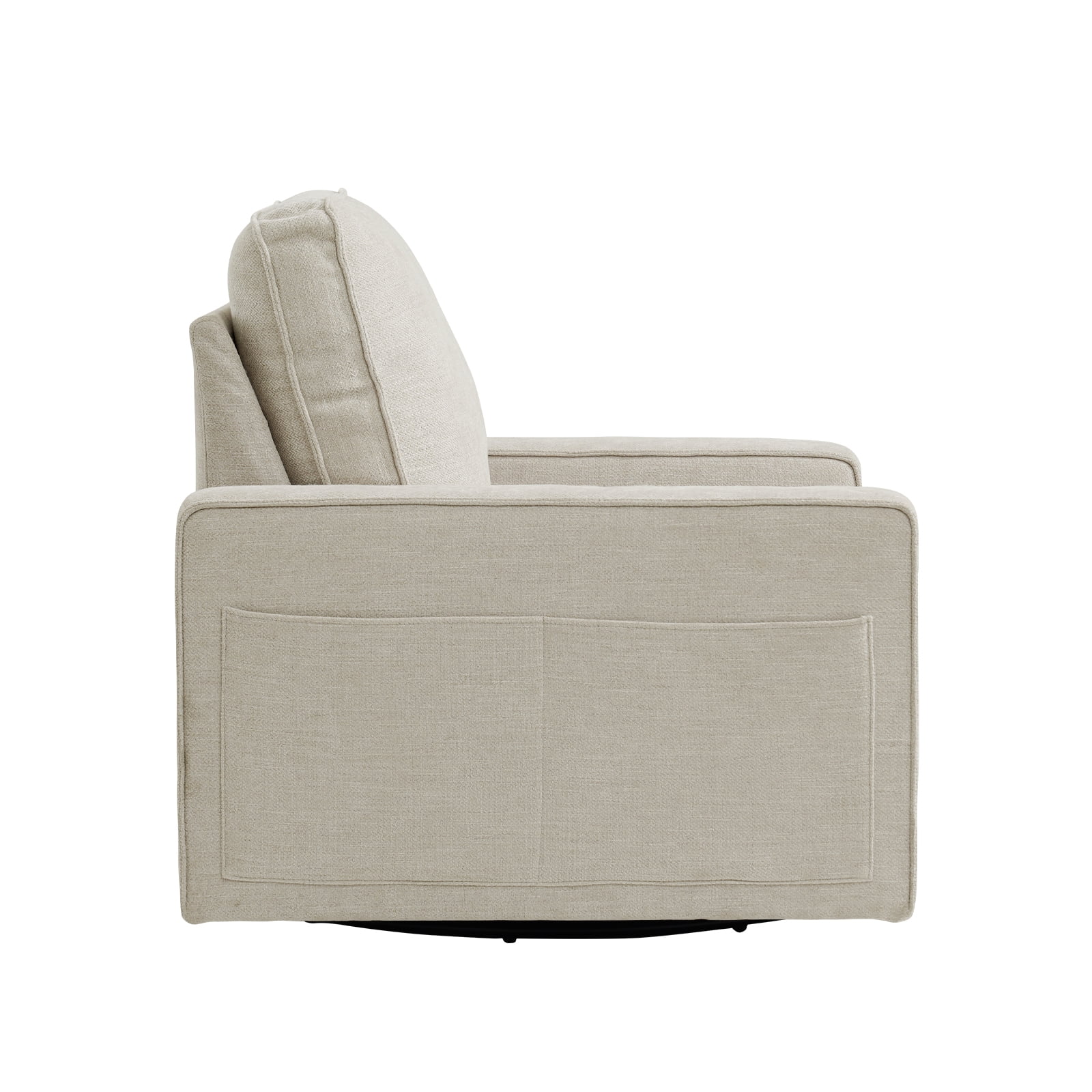 INGALIK Swivel Accent Chair, 40.2"W Oversize Chenille Accent Armchair with Storage Bag, Modern Comfortable Chair for Living Room, Bedroom, Beige