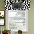 thumbnail image 3 of 2 Pack Valances for Window, 3D Optical Illusion Short Curtains for Kitchen Bedroom Living Room, Black White Checkered Plaid Visual Trap Rod Pocket Small Window Treatment Valance Drapes 42 x 12 Inch, 3 of 8