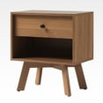 thumbnail image 4 of Kepooman Farmhouse Nightstand Side Table with Drawers, Wooden Rustic End Table with Open Shelf, Tall Bedside Table,Brown, 4 of 6