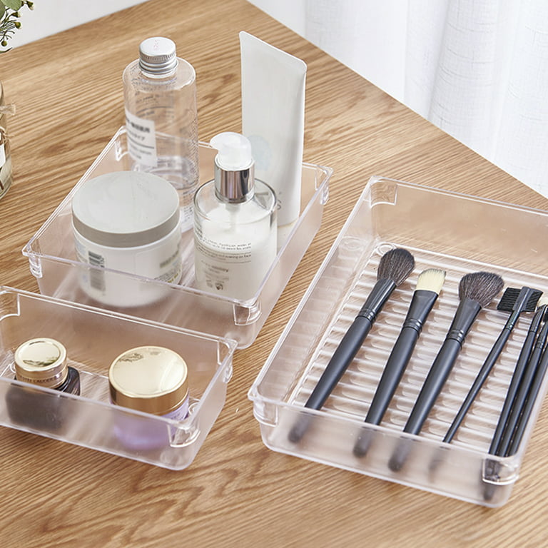 MTFun 7/12 Pcs Drawer Organizers 4-Size Clear Acrylic Drawer Organizer  Containers Desk Drawer Organizer Trays with Non-Slip Pads Storage Boxes for  Dressing Table Kitchen Bathroom Cosmetics 