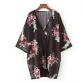 thumbnail image 2 of Biekopu Women Cover Up Kimono Cardigan Rose Pattern Long Sleeve Beach Cover Up Tops, 2 of 5