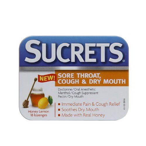 Sucrets Medicated Sore Throat And Dry Mouth Honey Lemon Lozenges 18 Ea