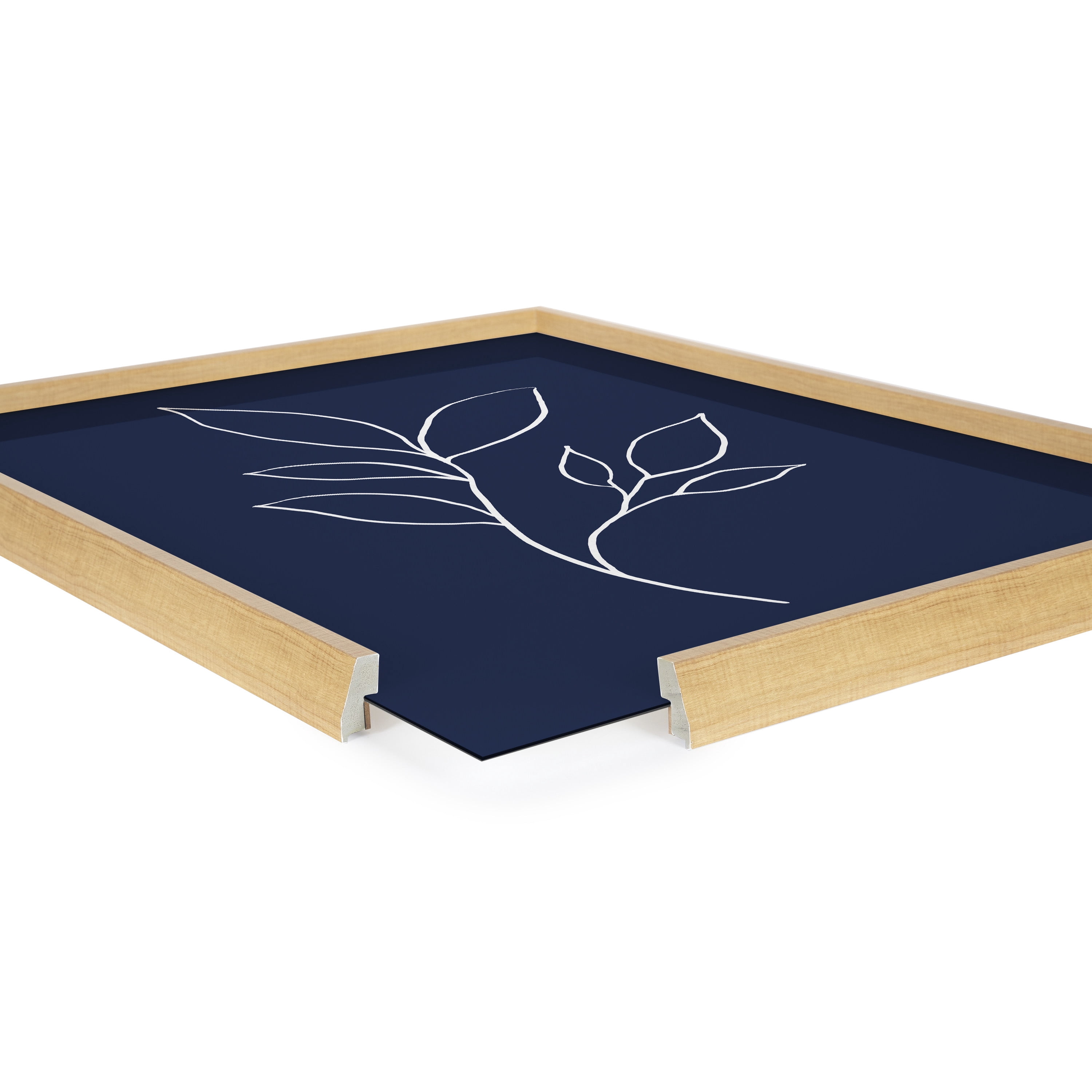 Blake Modern Blue Botanical Line Sketch Print 3 16 in x 20 in Framed Drawing Art Prints, by Kate and Laurel