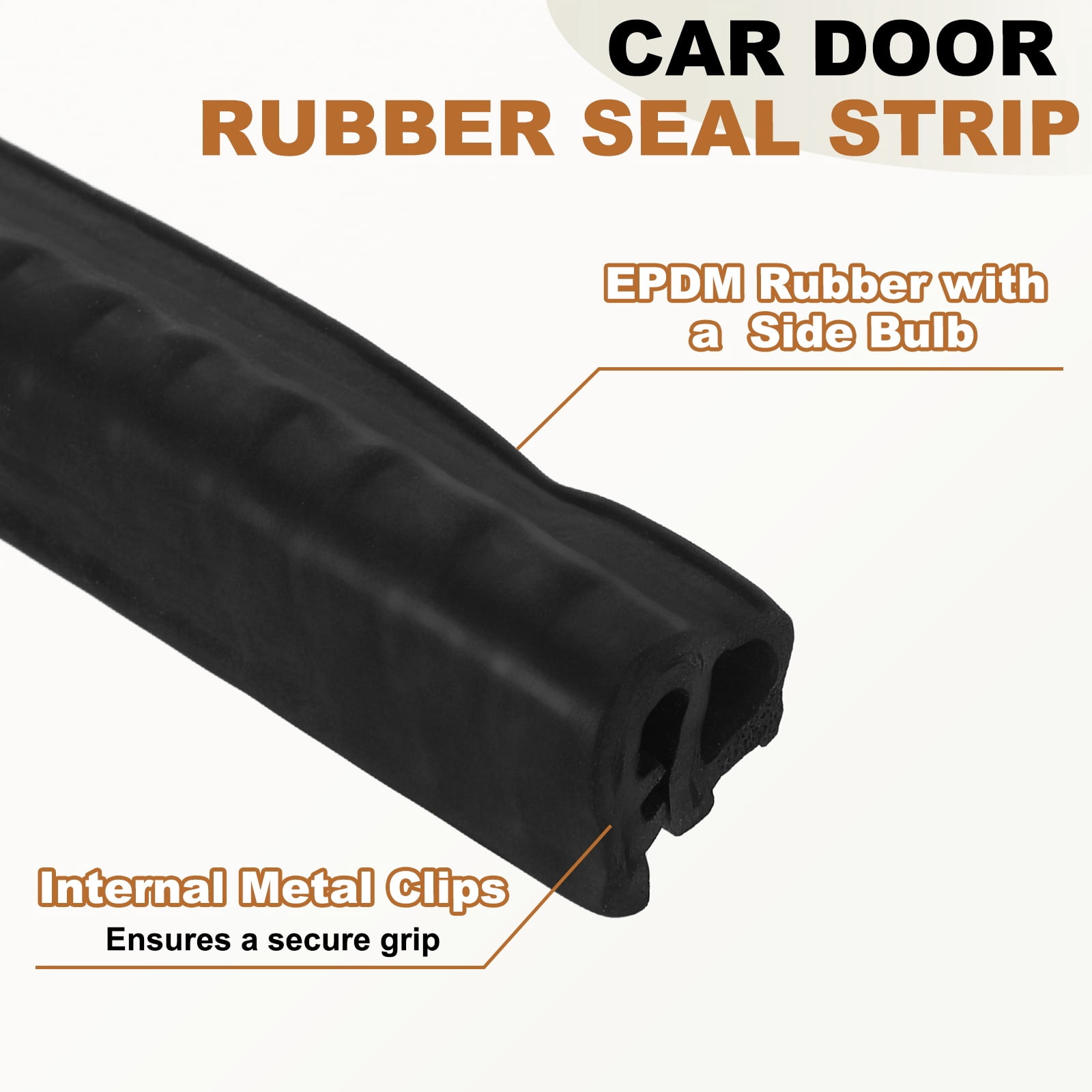 Door Weather Stripping 6.5FT, 13mm W x 12mm H EPDM Car Door Rubber Edge Trim Seal Strip Gasket with Side Bulb Fit 0.5mm to 2mm Edge for Electrical Cabinet Car Boat RV Truck, Black