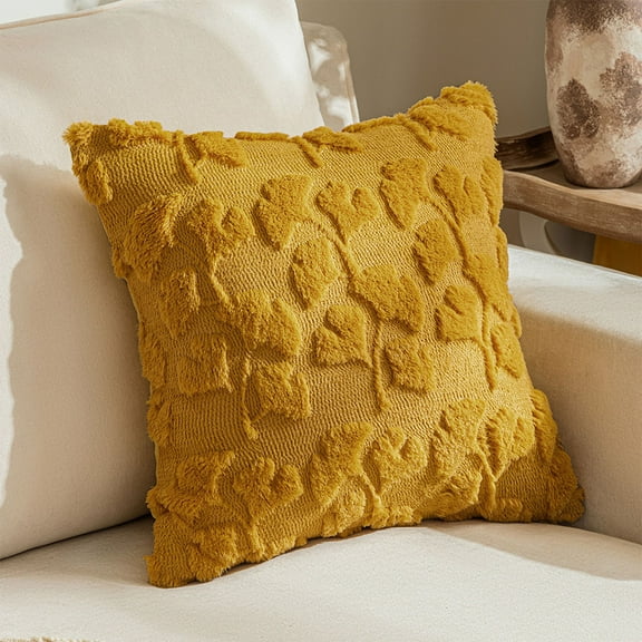 RoamHome Autumn Plush Pillow Set with 3D Leaves Embroidery for Harvest Festival Holiday Sofa Living Room Christmas Thanksgiving Home Decor