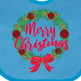 thumbnail image 4 of Inktastic Merry Christmas Wreath with Red Bow and Ornaments Boys or Girls Baby Bib, 4 of 4