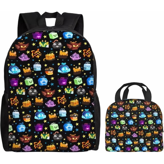 Cute cartoon blox fruits Elementary Daypacks Backpacks Set With Lunch Bag College Bookbag Laptop Bags Study Travel Work, Game 26