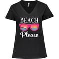 thumbnail image 3 of Inktastic Beach Please Sunglasses Gift Women's Plus Size V-Neck T-Shirt, 3 of 5