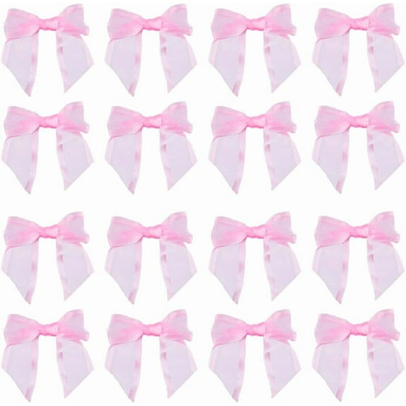 30Pcs Twist Tie Bows Pink Satin Ribbon Bows Pre-Tied Gift Bows Premade Bows for Treat Bags Bows for Tying Up Packages Gift Wrapping