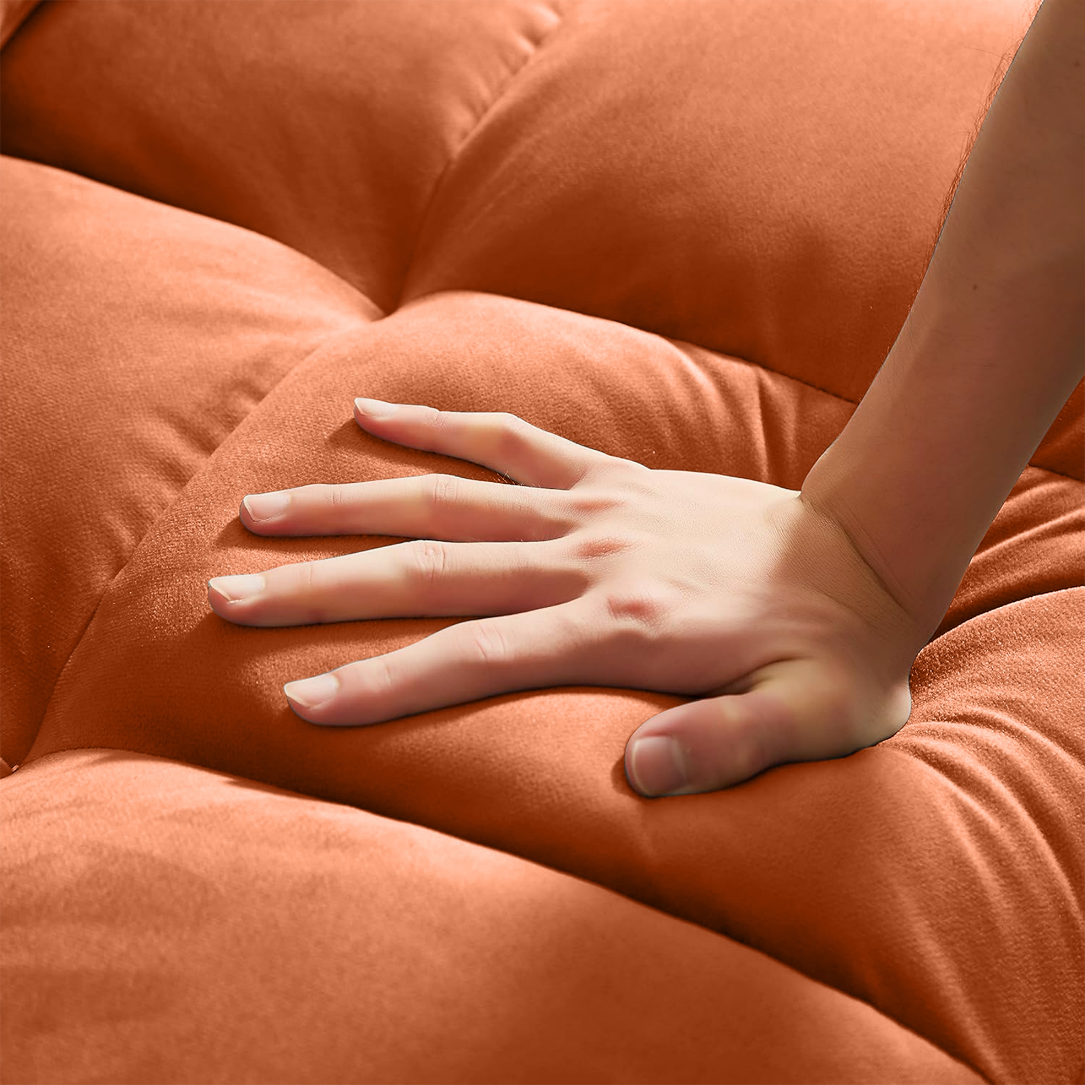 EPOWP Convertible Sofa Bed, 3 in 1 Pull Out Sleeper Loveseat Couch with Storage, Orange