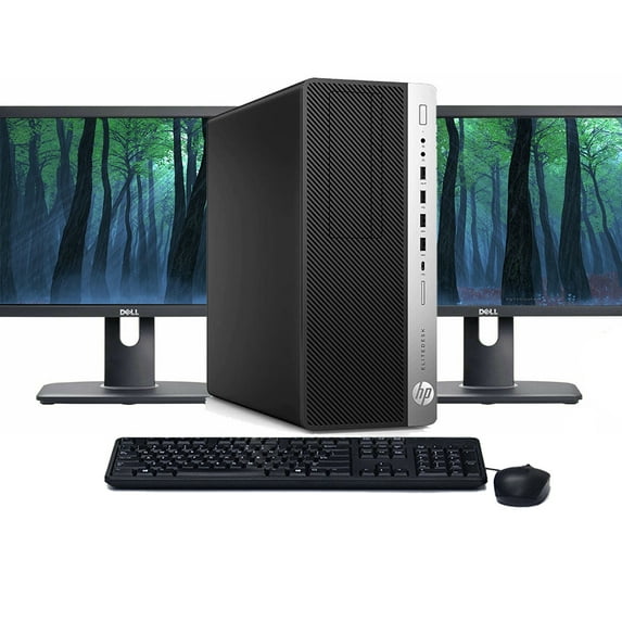 Restored HP EliteDesk 800 G4 Windows 11 Desktop Computer | Intel Core i7-8700 (3.2 GHz) Processor | 32GB RAM | 256GB SSD | Dual 22" LCD's | Home or Office PC (Refurbished)