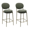 thumbnail image 4 of 30" Counter Height Bar Stools Set of 2, Modern Faux Leather Barstools with Golden Frame, Upholstered Kitchen Island Chairs with Metal Base Legs, Green, 4 of 9