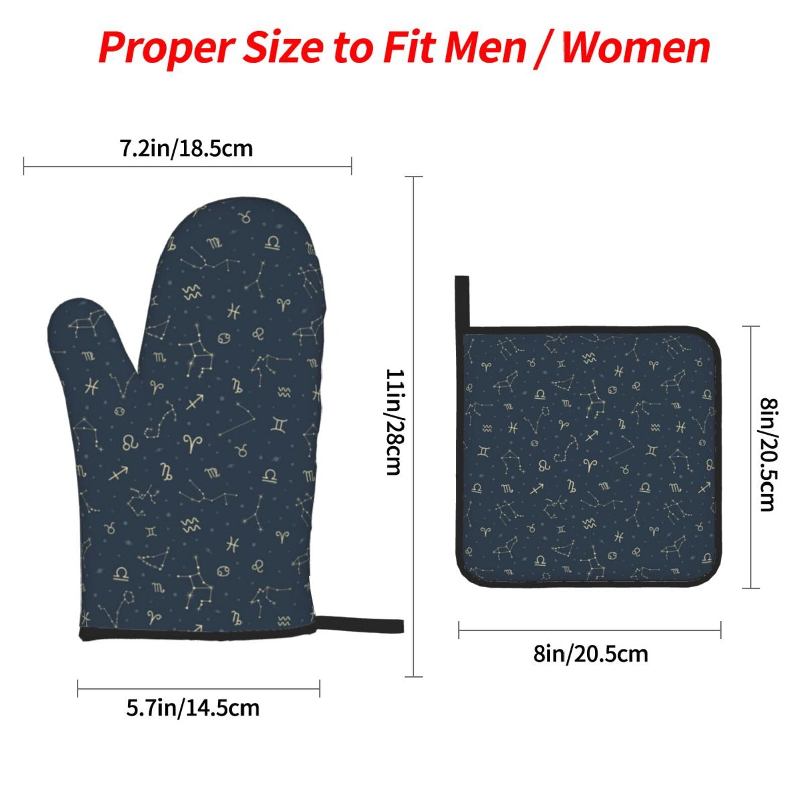 Zodiac Symbols Star Constellation 4Pcs Oven Mitts and Pot Holders Sets Oven Kitchen Gloves Hot Pads for Cooking BBQ Baking Grilling