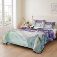 thumbnail image 2 of Quilts Queen Size Bedding Set, Purple Teal Lightweight Quilted Comforter, Modern Art Elegant Soft Reversible Bedspread Coverlet with Pillow Covers for All Season, 90" x 96", 2 of 9