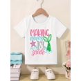 thumbnail image 1 of Girls' Short-Sleeve T-Shirt - Breathable & Sweat-Resistant, Soft Cotton Fabric, Cartoon Print with "Making Waves 1st Grade" Design, Perfect for outdoor Play, Casual Summer Top, 1 of 6