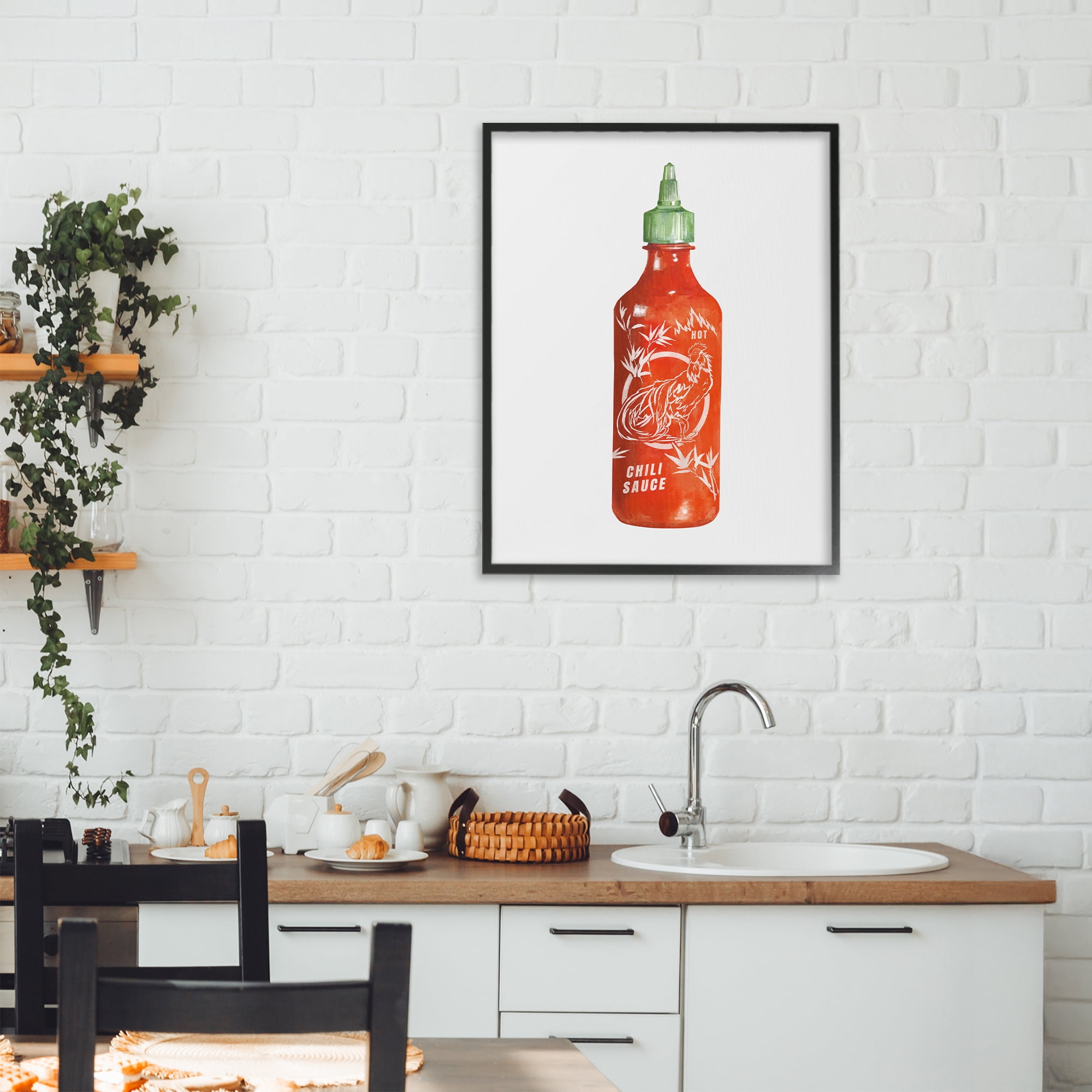Stupell Industries Iconic Hot Sauce Bottle Black Framed Giclee Art, design by Rylen McNett