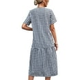 thumbnail image 2 of Gvmfive Women Summer Dress Plaid Print Short Sleeve Casual Loose Midi Dress, 2 of 3