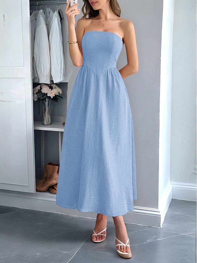chinese dress ladies M. Rena Sky Blue Tube Top Maxi – Blondie's Fashion & Frills main image 0