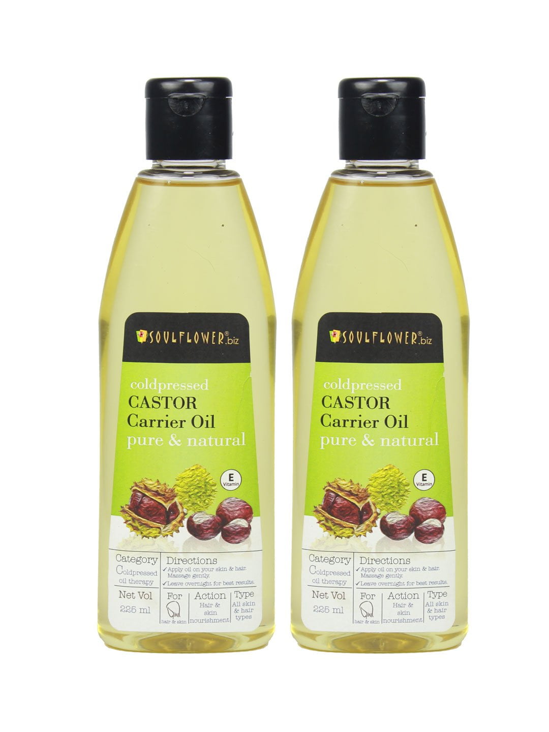 Soulflower Cold Pressed Castor Hair Oil, 225 ml (Pack Of 2) Walmart