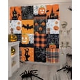 thumbnail image 4 of Halloween Horror Shower Curtain Set ，Waterproof Fabric Shower Curtains Pumpkin Castle Cowweb Plaid Orange Patchwork Shower Curtains for Bathroom,Bathroom Decor 72"x84", 4 of 6