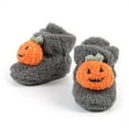 thumbnail image 3 of Baby Booties Halloween Pumpkin Booties Fleece Slippers Soft Newborn Crib Shoes Prewalkers, 3 of 9