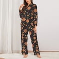 thumbnail image 2 of KLL Pizzas Mushrooms Print Women's Long Sleeve Pajamas with Pants Sleepwear Loungewear 2 Set-Medium, 2 of 7