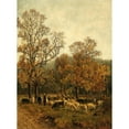 thumbnail image 2 of Theodor Von Hörmann 19x24 Black Ornate Framed Double Matted Museum Art Print Titled: A Sheep Pasture in Rekawinkel (1875), 2 of 5
