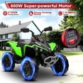 thumbnail image 6 of 24V Ride on Toys, 4 Wheeler ATV for Kids with 2 Seater, 4x200W Motors, 4WD/2WD Switchable, Green, 6 of 8