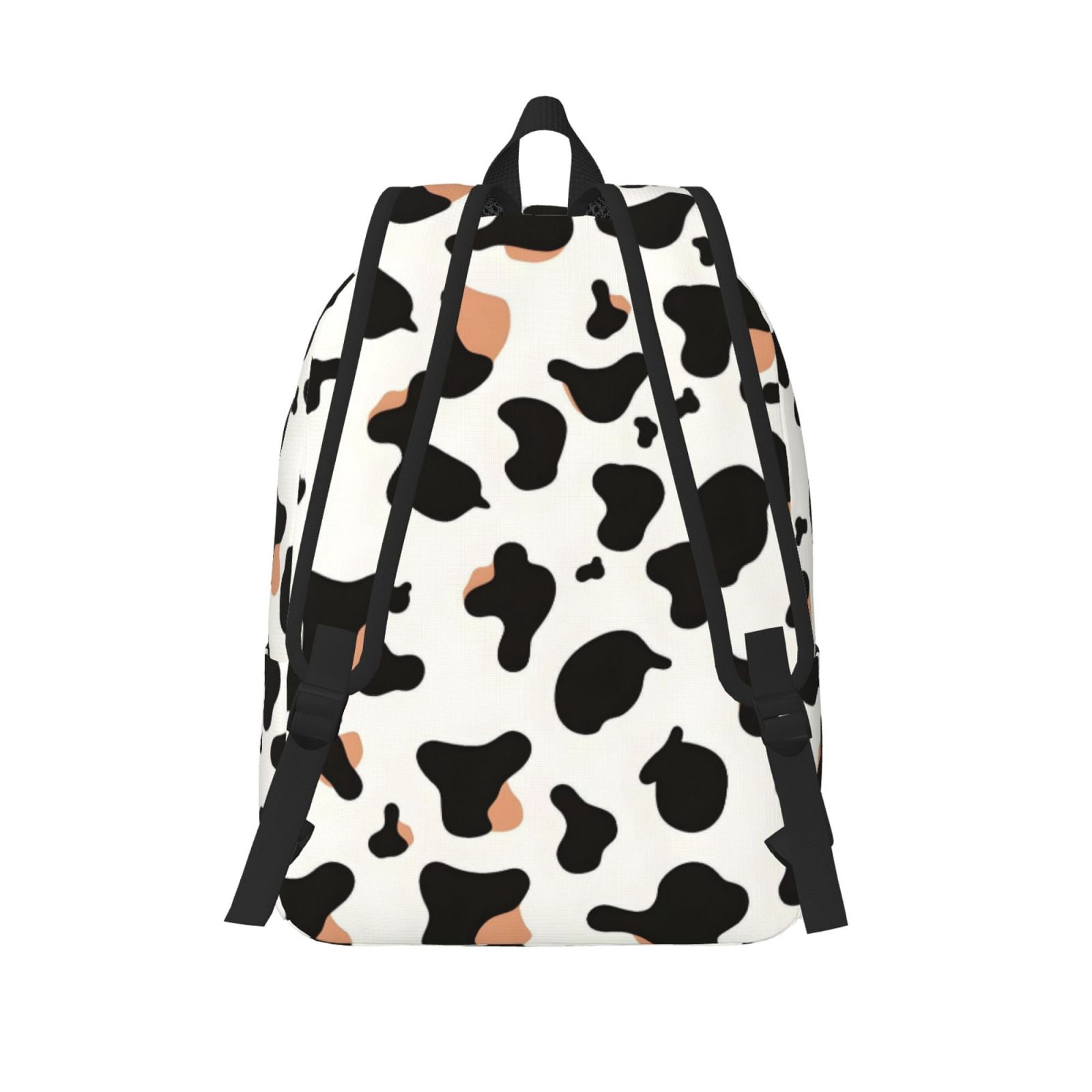Casual Canvas Backpack Without Interlayer Large Capacity Stick Bag Design For Outdoor Shopping Office Outdoor Sports Simple Cow Print Pattern1_1 Medium