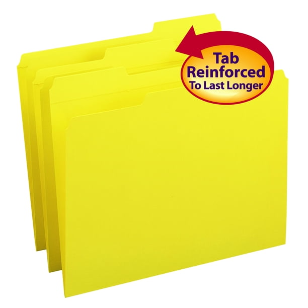 Smead Colored File Folders with 2Ply Tabs Yellow 100/BX Letter (12934