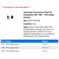 thumbnail image 2 of Automatic Transmission Filter Kit - Compatible with 1988 - 1992 Dodge Dynasty 1989 1990 1991, 2 of 2