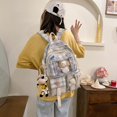 thumbnail image 3 of Cute Canvas Multi Pockets Backpack Large Capacity Plaid School Bag (Purple), 3 of 9