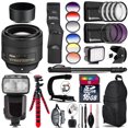 thumbnail image 1 of Nikon AF-S 85mm f/1.8G Lens + Pro Flash + LED Light - 16GB Accessory Bundle (International Version), 1 of 11