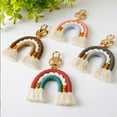 thumbnail image 4 of Weaving Rainbow Keychains Handmade Hanging Decor Keyholder Ornaments Craft Adornment Colorful Handicraft Bag Pendant Charm Colorful/Coffee, 4 of 6