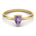 thumbnail image 2 of Purple Amethyst 6x4mm Pear Shape 925 Sterling Silver Gold Vermeil Valentines Day Gifts Ring, 2 of 4