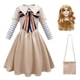 thumbnail image 1 of Kawell M3gan Costume pour Filles Megan Costumes Uniforme Robe Tenue d'Halloween avec Manches à Nœud Sac et Perruques, 1 of 6