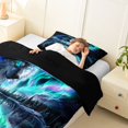 thumbnail image 3 of Manfei Safari Animal Twin Comforter Sets,Northern Lights Bedding Set,Black Green,Black Reversible,2pcs,1 Comforter and 1 Pillowcase, 3 of 7