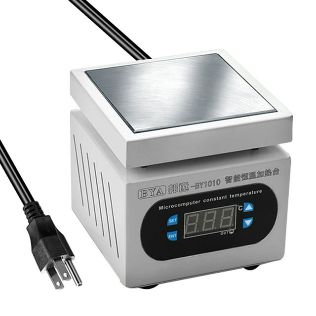 TFixol Digital Temperature Control Heating Platform with 0-400℃ Range, 350W Power, 100x100mm Aluminum Plate, Ideal for PCB, Phone Screen Repair, and Lab Use (BY1010, 110V)
