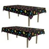 Beistle 2 Piece Plastic Rectangular 80's Theme Table Covers, 1980's Retro Video Arcade Game Party Decorations, 54" x 108"