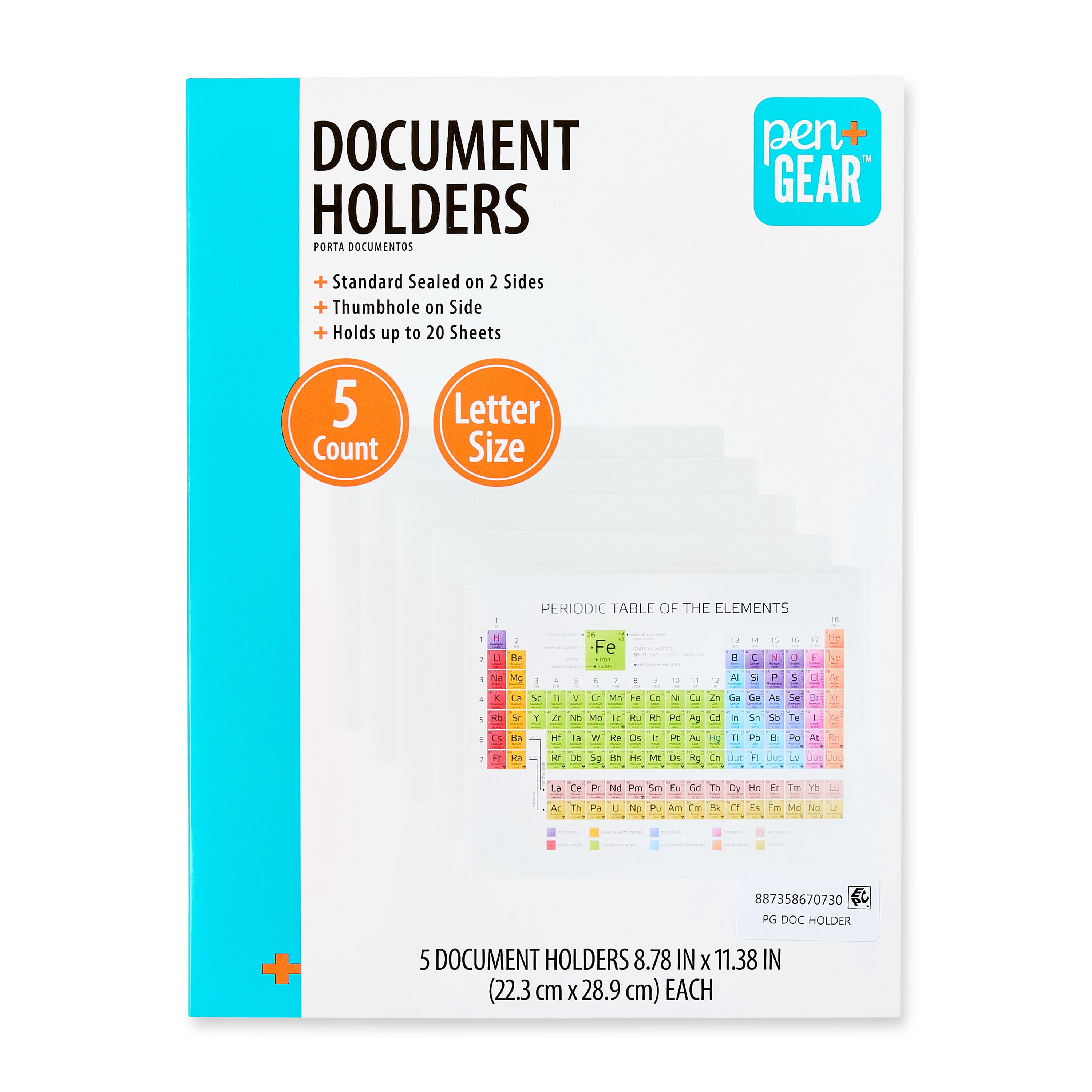 (3 pack) Pen+Gear Document Holders, Letter Size, Clear, 5 Count