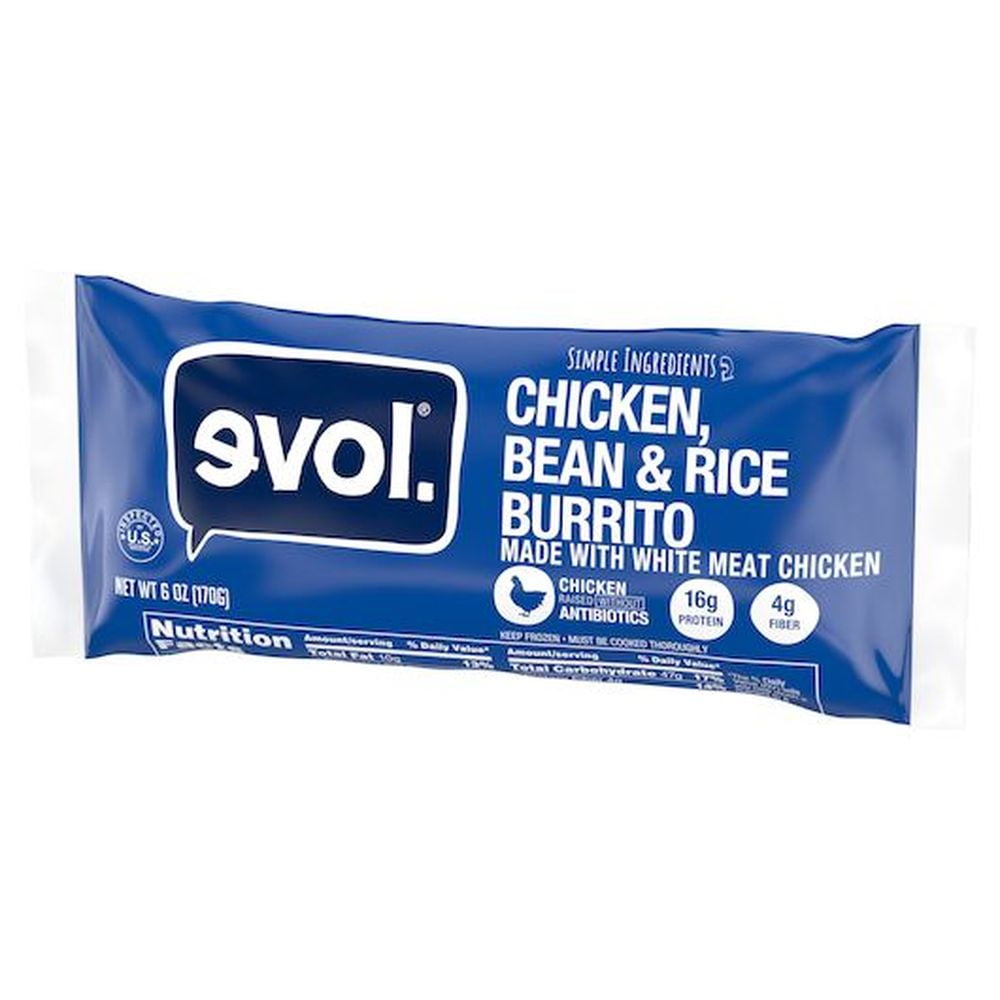 Evol Chicken Bean Rice Classic Burrito, 6 Ounce -- 12 per case