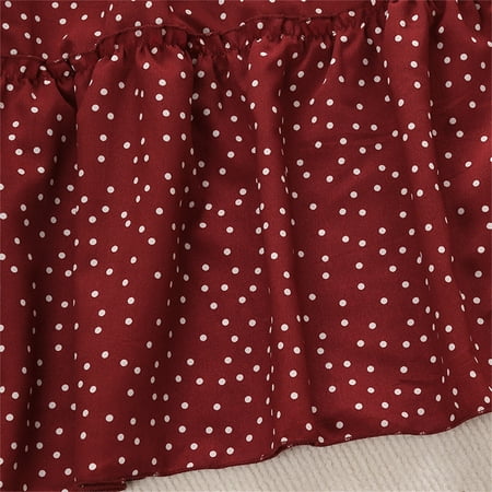

nsendm Kids Toddler Child Girls Ruffled Sleeve Patchwork Polka Dot Summer Princess Dress Outfits Baby Girl Birthday Outfit Dress Red 6-7 Years