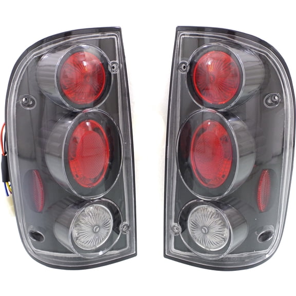 Tail Light Compatible with 2001-2004 Toyota Tacoma Driver and Passenger Side Clear Lens Black Interior