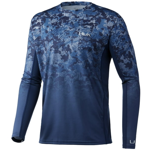 HUK Men's Standard Icon X Camo Long Sleeve Performance Fishing Shirt, Tide  Change Fade-Atlantic, X-Large 