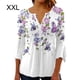thumbnail image 4 of Minnieouse Tops de manga 3/4, camiseta oscilante, túnica de verano, atractiva, elegante, transpirable, multicolor, para mujer, playa a la moda Prendas para la parte del cuerpo Púrpura XXL, 4 of 5