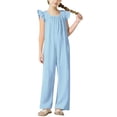 thumbnail image 1 of Barboteuse Fille Taille 6 Tenue de Pâques Enfants Filles Barboteuse Décontractée Sans Manches Combinaison Pantalon Long Droit, 1 of 5