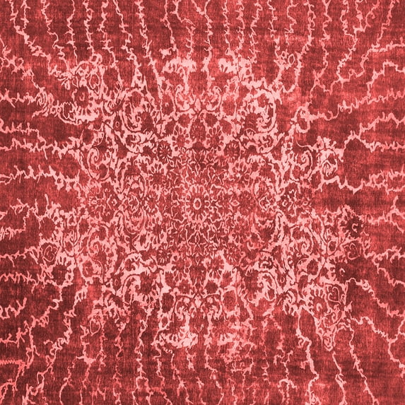 Ahgly Company Indoor Square Abstract Red Modern Area Rugs, 3' Square