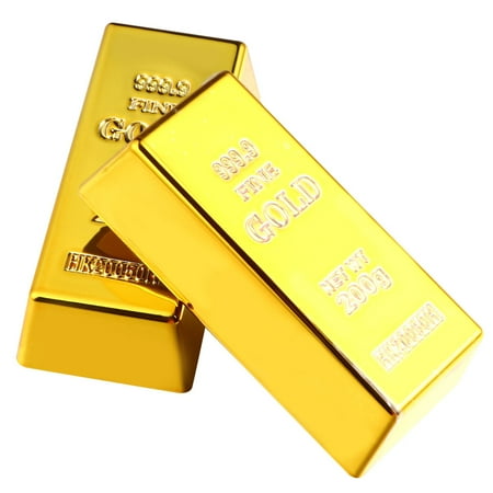 

2 Pcs Simulated Gold Bar Props Imitation Golden Bricks Plastic Golden Bar Props