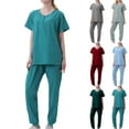 thumbnail image 3 of Scrubs Sets for Women Stretch Classic V-Neck Scrub Top Jogger Pants Medical Nursing Uniform Scrub Set with Pockets, 3 of 3