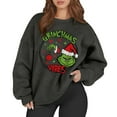 thumbnail image 2 of Christmas Sweatshirt Women Santa Claus Graphic Crewneck Oversized Xmas Holiday Pullover Dark Gray Medium, 2 of 5